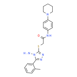 ChemSpider 2D Image | 2-{[4-Amino-5-(2-methylphenyl)-4H-1,2,4-triazol-3-yl]sulfanyl}-N-[4-(1-piperidinyl)phenyl]acetamide | C22H26N6OS