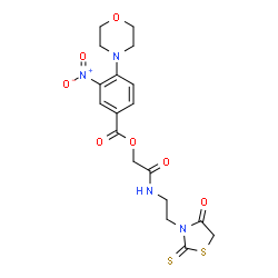 ChemSpider 2D Image | 2-Oxo-2-{[2-(4-oxo-2-thioxo-1,3-thiazolidin-3-yl)ethyl]amino}ethyl 4-(4-morpholinyl)-3-nitrobenzoate | C18H20N4O7S2