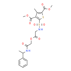 ChemSpider 2D Image | Dimethyl 3-methyl-5-[(2-oxo-2-{2-oxo-2-[(1-phenylethyl)amino]ethoxy}ethyl)sulfamoyl]-2,4-thiophenedicarboxylate | C21H24N2O9S2