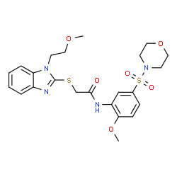 ChemSpider 2D Image | 2-{[1-(2-Methoxyethyl)-1H-benzimidazol-2-yl]sulfanyl}-N-[2-methoxy-5-(4-morpholinylsulfonyl)phenyl]acetamide | C23H28N4O6S2