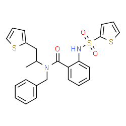 ChemSpider 2D Image | N-Benzyl-N-[1-(2-thienyl)-2-propanyl]-2-[(2-thienylsulfonyl)amino]benzamide | C25H24N2O3S3
