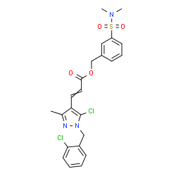 ChemSpider 2D Image | 3-(Dimethylsulfamoyl)benzyl 3-[5-chloro-1-(2-chlorobenzyl)-3-methyl-1H-pyrazol-4-yl]acrylate | C23H23Cl2N3O4S