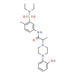 ChemSpider 2D Image | N-[3-(Diethylsulfamoyl)-4-methylphenyl]-2-[4-(2-hydroxyphenyl)-1-piperazinyl]propanamide | C24H34N4O4S
