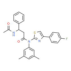 ChemSpider 2D Image | 3-Acetamido-N-(3,5-dimethylphenyl)-N-[4-(4-fluorophenyl)-1,3-thiazol-2-yl]-3-phenylpropanamide | C28H26FN3O2S
