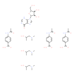 ChemSpider 2D Image | 4-acetamidobenzoic acid; 9-[(2R,3R,4S)-3,4-dihydroxy-5-(hydroxymethyl)tetrahydrofuran-2-yl]-3H-purin-6-one; 1-dimethylaminopropan-2-ol | C52H78N10O17