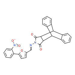 ChemSpider 2D Image | 17-({[5-(2-Nitrophenyl)-2-furyl]methylene}amino)-17-azapentacyclo[6.6.5.0~2,7~.0~9,14~.0~15,19~]nonadeca-2,4,6,9,11,13-hexaene-16,18-dione | C29H19N3O5