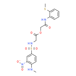 ChemSpider 2D Image | 2-{[2-(Methylsulfanyl)phenyl]amino}-2-oxoethyl N-{[4-(methylamino)-3-nitrophenyl]sulfonyl}glycinate | C18H20N4O7S2