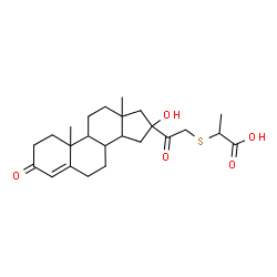 ChemSpider 2D Image | 2-{[2-(16-Hydroxy-3-oxoandrost-4-en-16-yl)-2-oxoethyl]sulfanyl}propanoic acid | C24H34O5S
