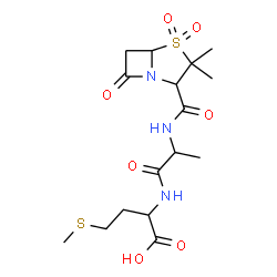 ChemSpider 2D Image | N-[(3,3-Dimethyl-4,4-dioxido-7-oxo-4-thia-1-azabicyclo[3.2.0]hept-2-yl)carbonyl]alanylmethionine | C16H25N3O7S2