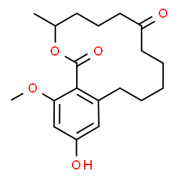 ChemSpider 2D Image | 14-Hydroxy-16-methoxy-3-methyl-3,4,5,6,9,10,11,12-octahydro-1H-2-benzoxacyclotetradecine-1,7(8H)-dione | C19H26O5
