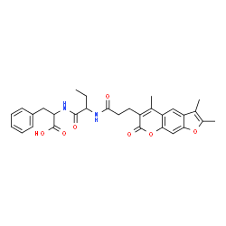 ChemSpider 2D Image | N-(2-{[3-(2,3,5-Trimethyl-7-oxo-7H-furo[3,2-g]chromen-6-yl)propanoyl]amino}butanoyl)phenylalanine | C30H32N2O7