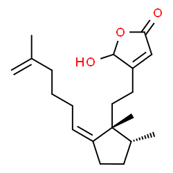 ChemSpider 2D Image | 4-{2-[(1R,2R,5Z)-1,2-Dimethyl-5-(5-methyl-5-hexen-1-ylidene)cyclopentyl]ethyl}-5-hydroxy-2(5H)-furanone | C20H30O3