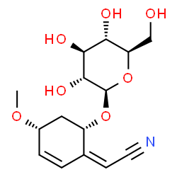 ChemSpider 2D Image | (2Z)-[(4R,6S)-6-(beta-D-Glucopyranosyloxy)-4-methoxy-2-cyclohexen-1-ylidene]acetonitrile | C15H21NO7