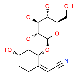 ChemSpider 2D Image | (2Z)-[(2S,4S)-2-(beta-D-Glucopyranosyloxy)-4-hydroxycyclohexylidene]acetonitrile | C14H21NO7