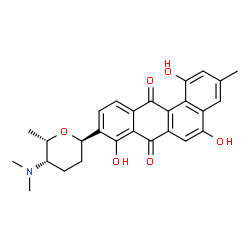 ChemSpider 2D Image | 9-[(2R,5S,6S)-5-(Dimethylamino)-6-methyltetrahydro-2H-pyran-2-yl]-1,5,8-trihydroxy-3-methyl-7,12-tetraphenedione | C27H27NO6