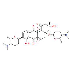 ChemSpider 2D Image | (9R)-3-[(2R,5S,6S)-5-(Dimethylamino)-6-methyltetrahydro-2H-pyran-2-yl]-7a-{[(2S,5S,6S)-5-(dimethylamino)-6-methyltetrahydro-2H-pyran-2-yl]oxy}-4,9-dihydroxy-9-methyl-7a,8,9,10-tetrahydro-6aH-oxireno[1
2a,12b]tetrapheno[6a,6-b]oxirene-5,11,13(7H)-trione | C35H46N2O10