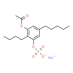 ChemSpider 2D Image | Sodium 3-acetoxy-2-butyl-5-pentylphenyl sulfate | C17H25NaO6S