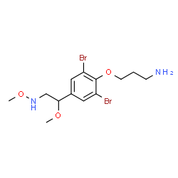 ChemSpider 2D Image | 3-{2,6-Dibromo-4-[1-methoxy-2-(methoxyamino)ethyl]phenoxy}-1-propanamine | C13H20Br2N2O3