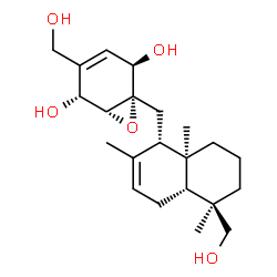 ChemSpider 2D Image | (1S,2R,5R,6R)-4-(Hydroxymethyl)-1-{[(1S,4aR,5R,8aR)-5-(hydroxymethyl)-2,5,8a-trimethyl-1,4,4a,5,6,7,8,8a-octahydro-1-naphthalenyl]methyl}-7-oxabicyclo[4.1.0]hept-3-ene-2,5-diol | C22H34O5