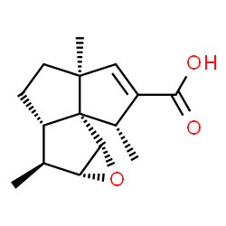 ChemSpider 2D Image | (1R,3aS,5aS,6S,6aR,7bS)-1,3a,6-Trimethyl-1,3a,4,5,5a,6,6a,7a-octahydrocyclopenta[6,6a]pentaleno[1,2-b]oxirene-2-carboxylic acid | C15H20O3