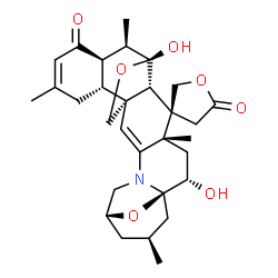 ChemSpider 2D Image | (1S,6R,8S,10R,11S,13S,14R,15S,16R,17R,18R,23R)-11,16-Dihydroxy-8,13,17,21-tetramethyl-19H-spiro[25,26-dioxa-4-azaheptacyclo[14.7.2.1~6,10~.0~1,15~.0~3,13~.0~4,10~.0~18,23~]hexacosa-2,20-diene-14,3'-fu
ran]-5',19(4'H)-dione | C30H39NO7