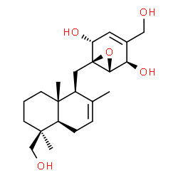 ChemSpider 2D Image | (1S,2R,5R,6R)-4-(Hydroxymethyl)-1-{[(1S,4aR,5S,8aR)-5-(hydroxymethyl)-2,5,8a-trimethyl-1,4,4a,5,6,7,8,8a-octahydro-1-naphthalenyl]methyl}-7-oxabicyclo[4.1.0]hept-3-ene-2,5-diol | C22H34O5