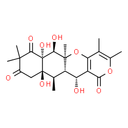 ChemSpider 2D Image | (5aS,6R,6aR,10aR,11R,11aS,12R)-6,6a,10a,12-Tetrahydroxy-3,4,5a,8,8,11-hexamethyl-6,6a,10a,11,11a,12-hexahydro-1H,5aH-benzo[g]pyrano[4,3-b]chromene-1,7,9(8H,10H)-trione | C22H28O9