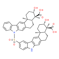 ChemSpider 2D Image | (3S,4S,4aR,13bS)-8-{[(3S,4S,4aR,13bS)-4-Carboxy-3-hydroxy-4,13b-dimethyl-2,3,4,4a,5,6,8,13b-octahydro-1H-naphtho[2,1-b]carbazol-11-yl]sulfonyl}-3-hydroxy-4,13b-dimethyl-2,3,4,4a,5,6,8,13b-octahydro-1H
-naphtho[2,1-b]carbazole-4-carboxylic acid | C46H48N2O8S