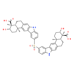 ChemSpider 2D Image | (3S,4S,4aR,13bS,3'S,4'S,4a'R,13b'S)-11,11'-Sulfonylbis(3-hydroxy-4,13b-dimethyl-2,3,4,4a,5,6,8,13b-octahydro-1H-naphtho[2,1-b]carbazole-4-carboxylic acid) | C46H48N2O8S