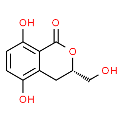 ChemSpider 2D Image | (3S)-5,8-Dihydroxy-3-(hydroxymethyl)-3,4-dihydro-1H-isochromen-1-one | C10H10O5