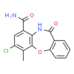 ChemSpider 2D Image | 7-Chloro-6-methyl-11-oxo-10,11-dihydrodibenzo[b,f][1,4]oxazepine-9-carboxamide | C15H11ClN2O3