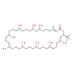 ChemSpider 2D Image | (3E)-8,10,14,18,22,26,30,34,38-Nonahydroxy-4-methyl-40-(2-methyl-2-propanyl)oxacyclotetracont-3-en-2-one | C44H84O11