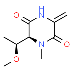 ChemSpider 2D Image | (6S)-6-[(1S)-1-Methoxyethyl]-1-methyl-3-methylene-2,5-piperazinedione | C9H14N2O3