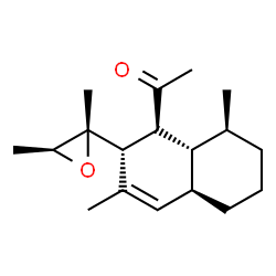 ChemSpider 2D Image | 1-{(1S,2R,4aR,8S,8aR)-2-[(2S,3S)-2,3-Dimethyl-2-oxiranyl]-3,8-dimethyl-1,2,4a,5,6,7,8,8a-octahydro-1-naphthalenyl}ethanone | C18H28O2