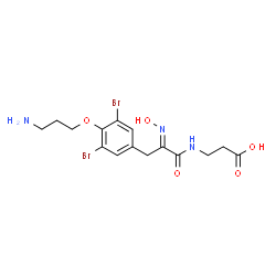 ChemSpider 2D Image | N-[(2E)-3-[4-(3-Aminopropoxy)-3,5-dibromophenyl]-2-(hydroxyimino)propanoyl]-beta-alanine | C15H19Br2N3O5