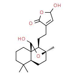 ChemSpider 2D Image | 5-Hydroxy-3-{2-[(1R,6S,11S,12R)-11-hydroxy-5,5,9-trimethyl-10-oxatricyclo[7.2.1.0~1,6~]dodec-12-yl]ethyl}-2(5H)-furanone | C20H30O5