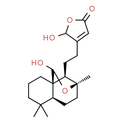 ChemSpider 2D Image | 5-Hydroxy-4-{2-[(1R,6S,11S,12R)-11-hydroxy-5,5,9-trimethyl-10-oxatricyclo[7.2.1.0~1,6~]dodec-12-yl]ethyl}-2(5H)-furanone | C20H30O5