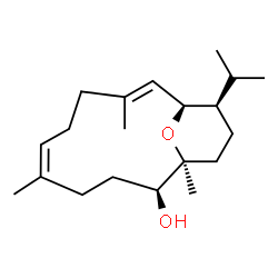 ChemSpider 2D Image | (1S,2S,5Z,9E,11R,12R)-12-Isopropyl-1,5,9-trimethyl-15-oxabicyclo[9.3.1]pentadeca-5,9-dien-2-ol | C20H34O2