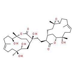 ChemSpider 2D Image | (1R,4S,6S,9E,13S,14R,17S)-13-Hydroxy-4,9,13-trimethyl-17-{2-[(1R,3R,4S,7E,11S,12R,15S)-3,4,11,15-tetrahydroxy-4,8,12-trimethyl-14-oxo-13-oxabicyclo[10.3.2]heptadec-7-en-15-yl]ethyl}-5,15-dioxatricyclo
[12.3.1.0~4,6~]octadec-9-en-16-one | C40H64O10