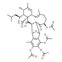 ChemSpider 2D Image | (1R,2S,4S,7S,8R,9S,12S,13E,17R,19S,20S)-7-Isobutyl-9,10,14,25-tetramethyl-3,5,18-trioxo-27-oxa-6-azahexacyclo[18.6.1.0~2,19~.0~4,8~.0~4,12~.0~21,26~]heptacosa-10,13,21,23,25-pentaene-17,22,23,24-tetra
yl tetraacetate | C41H49NO12