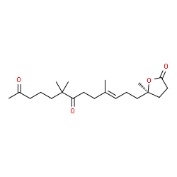 ChemSpider 2D Image | (10E)-6,6,10-Trimethyl-13-[(2R)-2-methyl-5-oxotetrahydro-2-furanyl]-10-tridecene-2,7-dione | C21H34O4