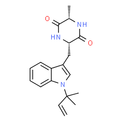 ChemSpider 2D Image | (3S,6S)-3-Methyl-6-{[1-(2-methyl-3-buten-2-yl)-1H-indol-3-yl]methyl}-2,5-piperazinedione | C19H23N3O2