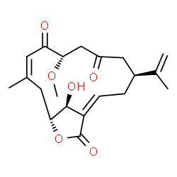 ChemSpider 2D Image | (1Z,4S,8S,10Z,13R,16S)-16-Hydroxy-4-isopropenyl-8-methoxy-11-methyl-14-oxabicyclo[11.2.1]hexadeca-1,10-diene-6,9,15-trione | C20H26O6