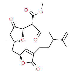 ChemSpider 2D Image | Methyl (1S,3S,9R,12S,13S)-9-isopropenyl-1-methyl-5,11,14-trioxo-4,16-dioxatricyclo[11.2.1.1~3,6~]heptadec-6(17)-ene-12-carboxylate | C21H26O7