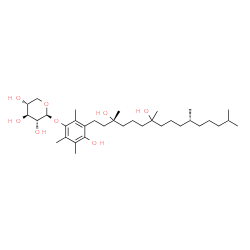 ChemSpider 2D Image | 3-[(3R,11R)-3,7-Dihydroxy-3,7,11,15-tetramethylhexadecyl]-4-hydroxy-2,5,6-trimethylphenyl beta-D-xylopyranoside | C34H60O8