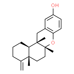 ChemSpider 2D Image | (4aS,6aR,12aS,12bR)-4a,6a,12a-Trimethyl-4-methylene-1,3,4,4a,5,6,6a,12,12a,12b-decahydro-2H-benzo[a]xanthen-10-ol | C21H28O2