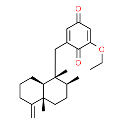 ChemSpider 2D Image | 2-Ethoxy-6-{[(1R,2S,4aS,8aS)-1,2,4a-trimethyl-5-methylenedecahydro-1-naphthalenyl]methyl}-1,4-benzoquinone | C23H32O3