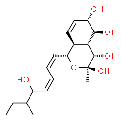 ChemSpider 2D Image | (1R,3S,4S,4aR,5S,6S,8aS)-1-[(1Z,3Z)-5-Hydroxy-6-methyl-1,3-octadien-1-yl]-3-methyl-3,4,4a,5,6,8a-hexahydro-1H-isochromene-3,4,5,6-tetrol | C19H30O6