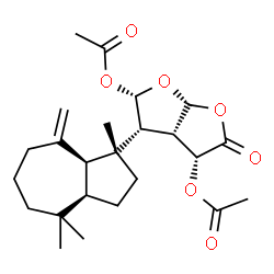 ChemSpider 2D Image | (2S,3R,3aS,4R,6aR)-5-Oxo-3-[(1R,3aR,8aS)-1,4,4-trimethyl-8-methylenedecahydro-1-azulenyl]hexahydrofuro[2,3-b]furan-2,4-diyl diacetate | C24H34O7