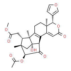 ChemSpider 2D Image | Methyl [(1S,5R,6R,12R,14S,15S,17S,18S)-14-acetoxy-6-(3-furyl)-17-hydroxy-1,5,15-trimethyl-8,13-dioxo-7-oxapentacyclo[13.2.1.0~2,11~.0~5,10~.0~12,17~]octadeca-2(11),9-dien-18-yl]acetate | C29H32O9